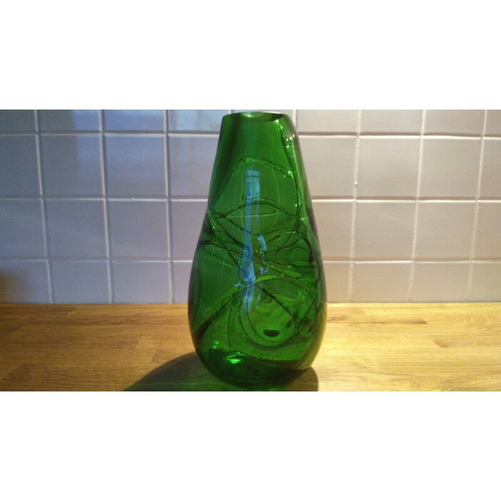 Image 1 of Vintage green vase, Czechoslovakia 1970