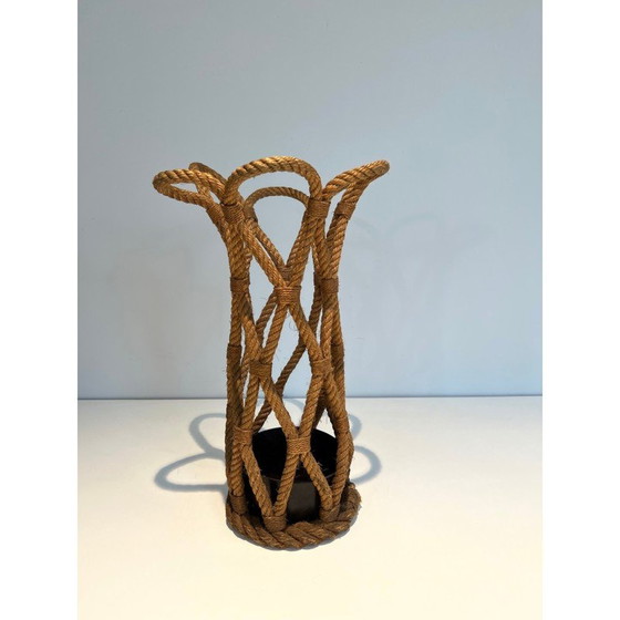 Image 1 of Vintage rope umbrella stand by Adrien Audoux and Frida Minet, France 1970