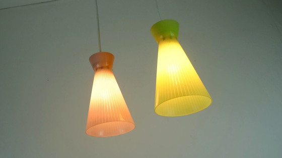 Image 1 of 1950s mid century 2-light mid century hanging