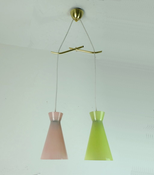 1950s mid century 2-light mid century hanging