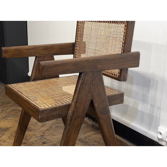 Image 1 of Chandigarh Vintage teak and canework office chair