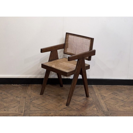 Image 1 of Chandigarh Vintage teak and canework office chair