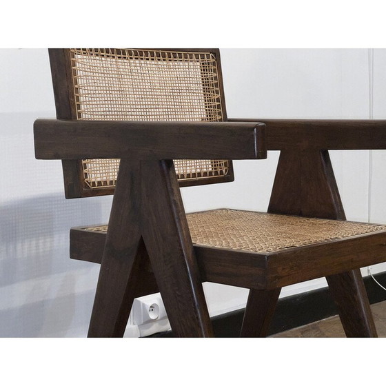 Image 1 of Chandigarh Vintage teak and canework office chair