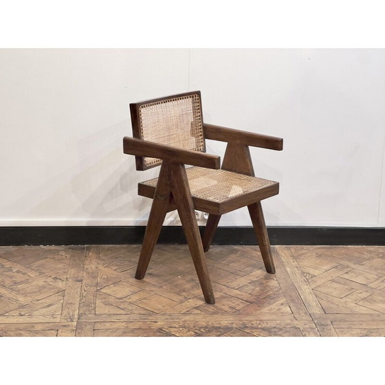 Image 1 of Chandigarh Vintage teak and canework office chair