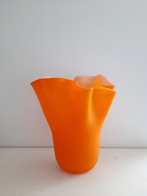 Beautiful Opaline Orange Satin Vase Vintage 80S