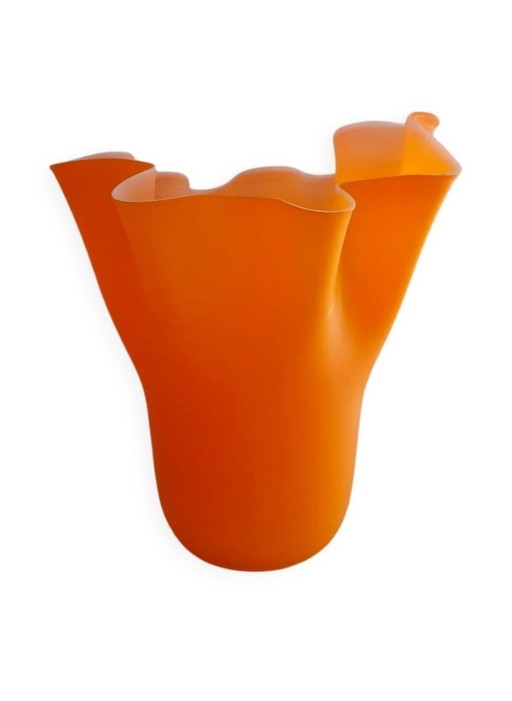Beautiful Opaline Orange Satin Vase Vintage 80S