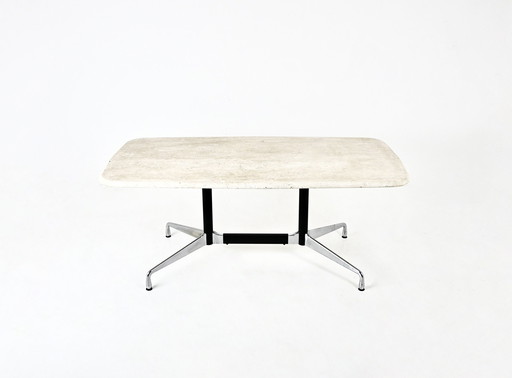 Travertine Dining Table By Charles & Ray Eames For Vitra, 1970S