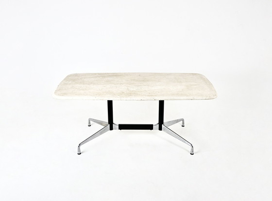 Image 1 of Travertine Dining Table By Charles & Ray Eames For Vitra, 1970S