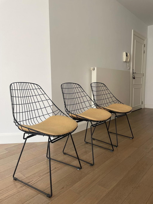 9x Pastoe Sm05 black wire chair by Cees Braakman