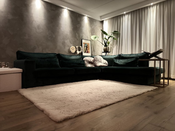 Image 1 of Green Velvet Corner Sofa