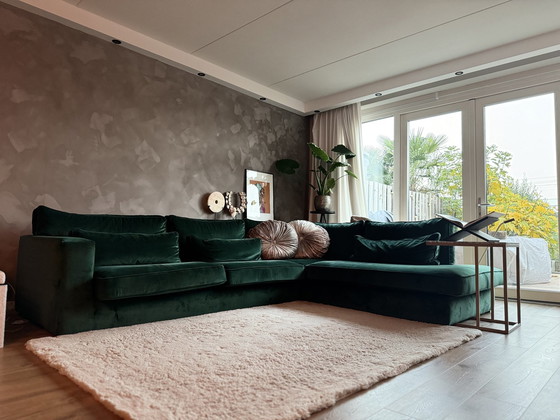 Image 1 of Green Velvet Corner Sofa