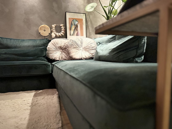 Image 1 of Green Velvet Corner Sofa