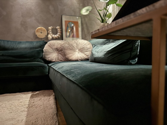 Image 1 of Green Velvet Corner Sofa