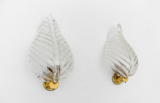 Midcentury Pair Of "Rugiodoso" Leaf Sconces