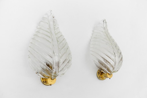 Midcentury Pair Of "Rugiodoso" Leaf Sconces