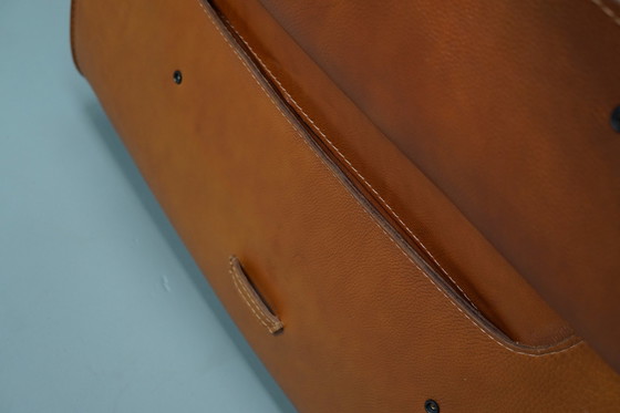 Image 1 of Roche Bobois club chair in tan/cognac neck leather