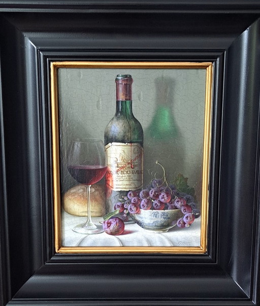 Still life with wine and grapes, Rob Ritchie