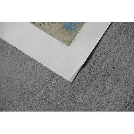 Image 1 of Serigrafia astratta vintage su polpa intrecciata di Yannick Ballif, 1976