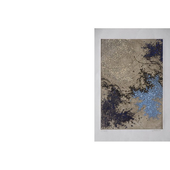 Image 1 of Serigrafia astratta vintage su polpa intrecciata di Yannick Ballif, 1976