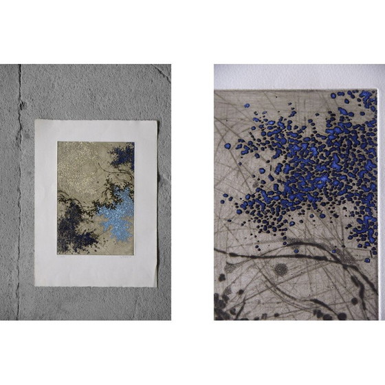 Image 1 of Serigrafia astratta vintage su polpa intrecciata di Yannick Ballif, 1976