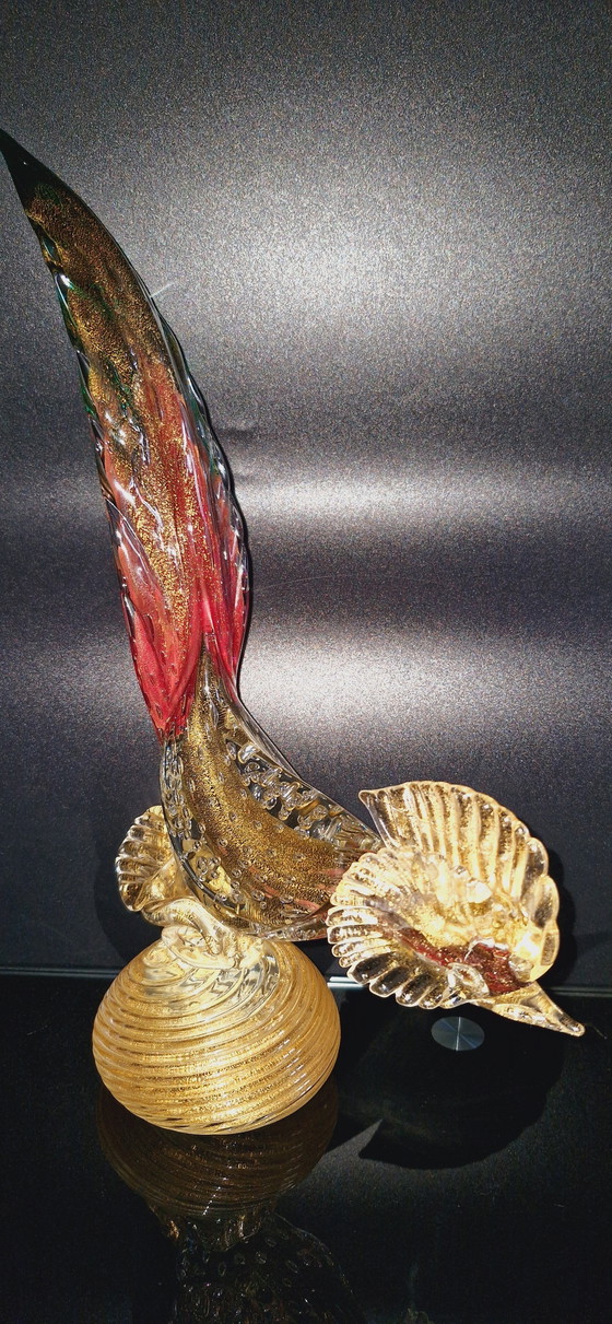 Image 1 of 50'S Seguso Murano Glass Birds With Controlled Bubbles And Gold Leaves 