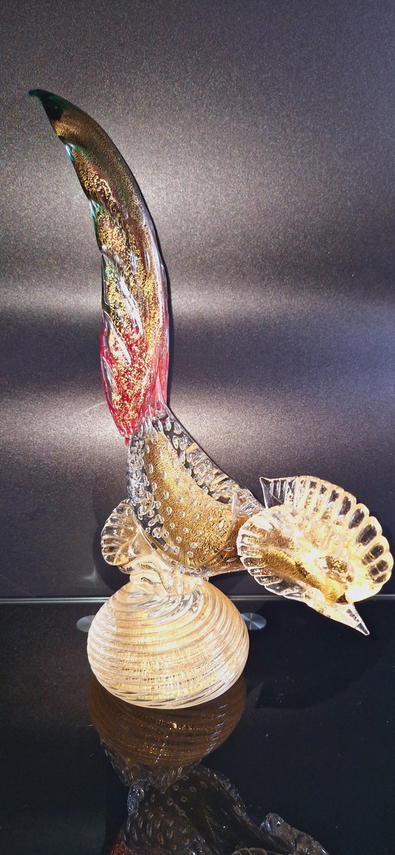 Image 1 of 50'S Seguso Murano Glass Birds With Controlled Bubbles And Gold Leaves 