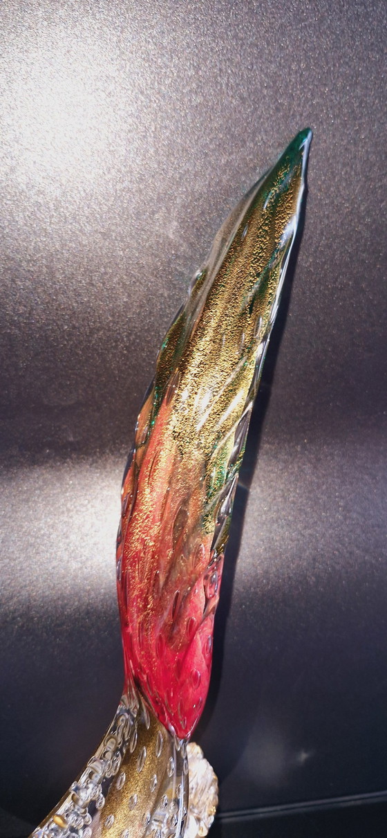 Image 1 of 50'S Seguso Murano Glass Birds With Controlled Bubbles And Gold Leaves 