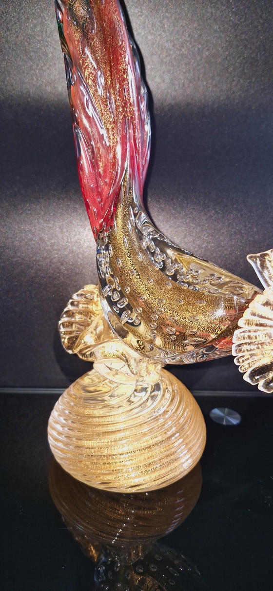 Image 1 of 50'S Seguso Murano Glass Birds With Controlled Bubbles And Gold Leaves 