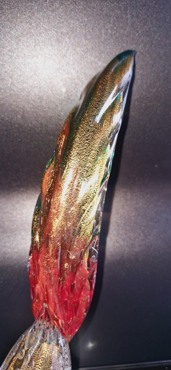 Image 1 of 50'S Seguso Murano Glass Birds With Controlled Bubbles And Gold Leaves 