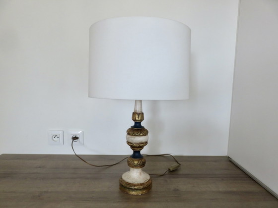 Image 1 of Lámpara barroca de madera dorada y policromada, 1960