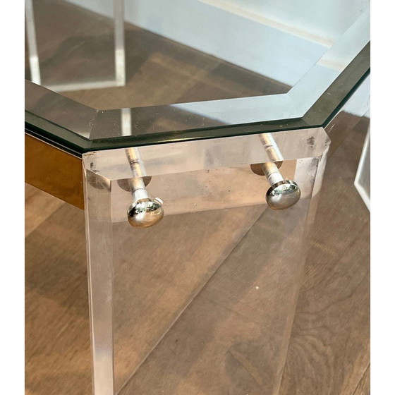 Image 1 of Coppia di terminali per divano ottagonali vintage in plexiglass e cromo, 1970