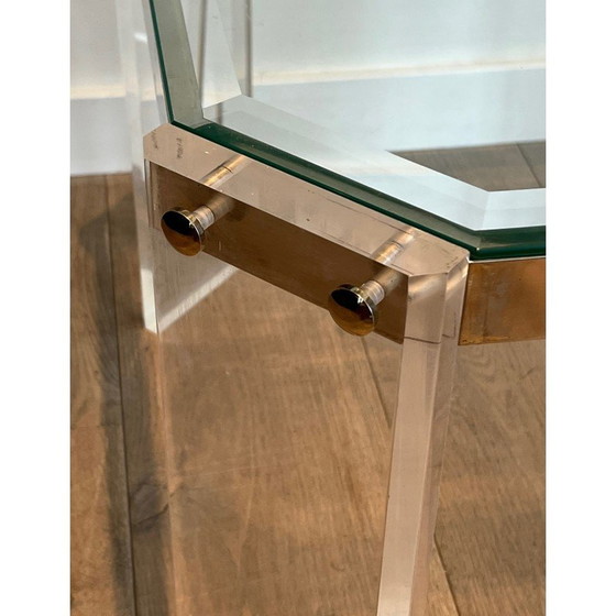 Image 1 of Coppia di terminali per divano ottagonali vintage in plexiglass e cromo, 1970