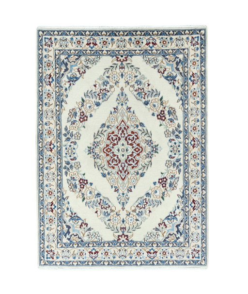 Hand-knotted Persian Carpet Nain With Silk 128 X 94 Cm