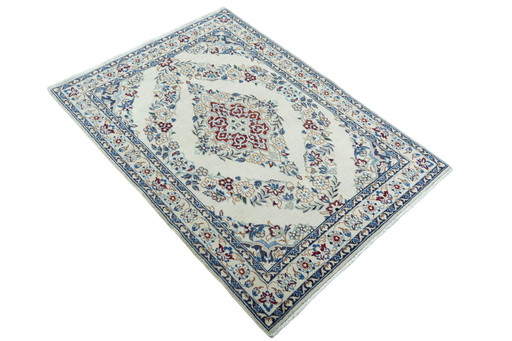 Hand-knotted Persian Carpet Nain With Silk 128 X 94 Cm