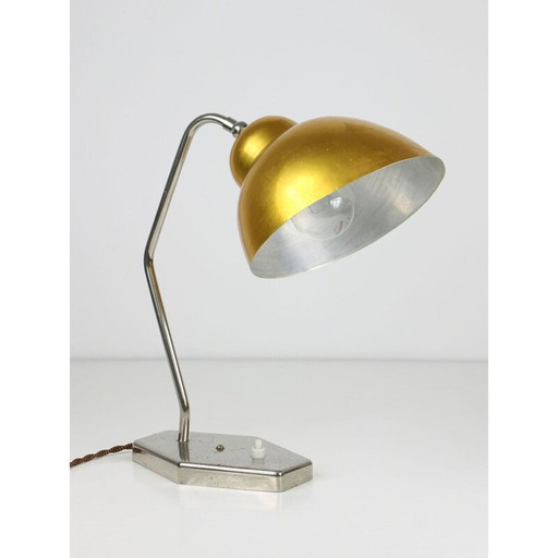 Vintage gold aluminum and chrome table lamp, 1960