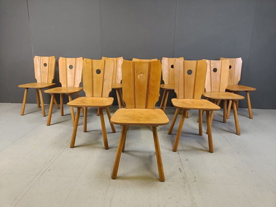 Image 1 of Mid Century Brutalist Dining Chairs, 1960S Set Of 10