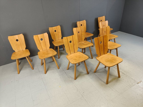 Image 1 of Mid Century Brutalist Dining Chairs, 1960S Set Of 10