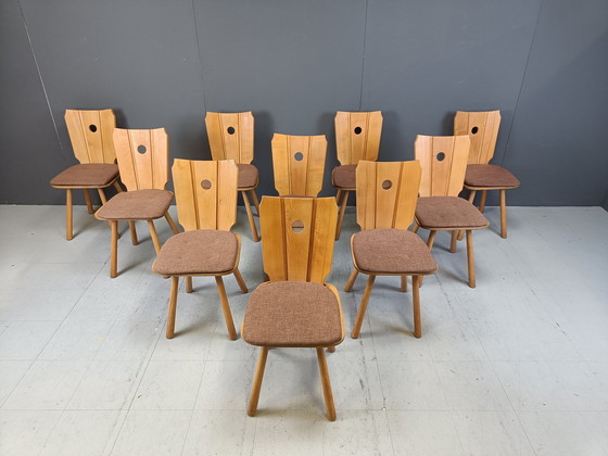 Image 1 of Mid Century Brutalist Dining Chairs, 1960S Set Of 10