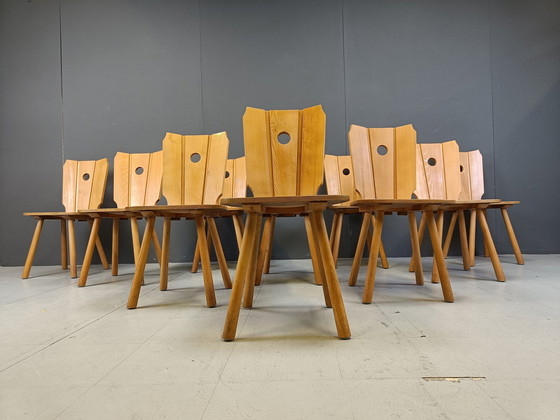 Image 1 of Mid Century Brutalist Dining Chairs, 1960S Set Of 10