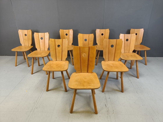 Image 1 of Mid Century Brutalist Dining Chairs, 1960S Set Of 10