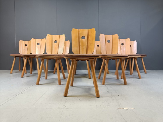 Image 1 of Mid Century Brutalist Dining Chairs, 1960S Set Of 10