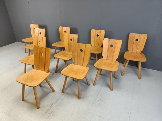 Image 1 of Mid Century Brutalist Dining Chairs, 1960S Set Of 10