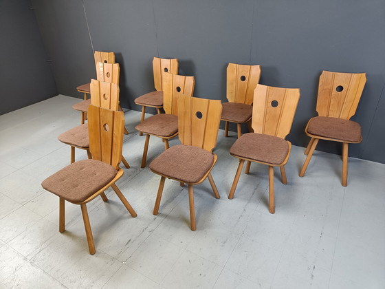 Image 1 of Mid Century Brutalist Dining Chairs, 1960S Set Of 10