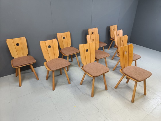 Image 1 of Mid Century Brutalist Dining Chairs, 1960S Set Of 10