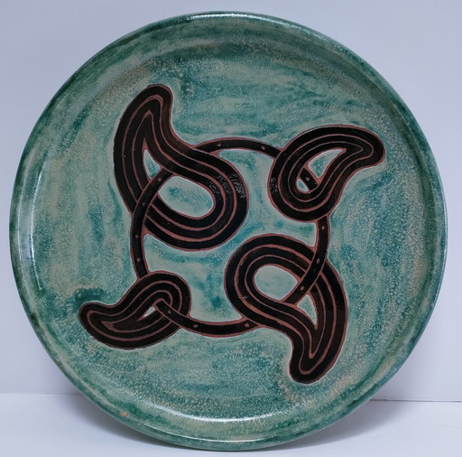 Piatto in terracotta smaltata firmato d'epoca