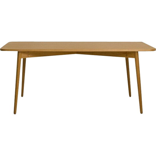 Vintage solid oak dining table, France