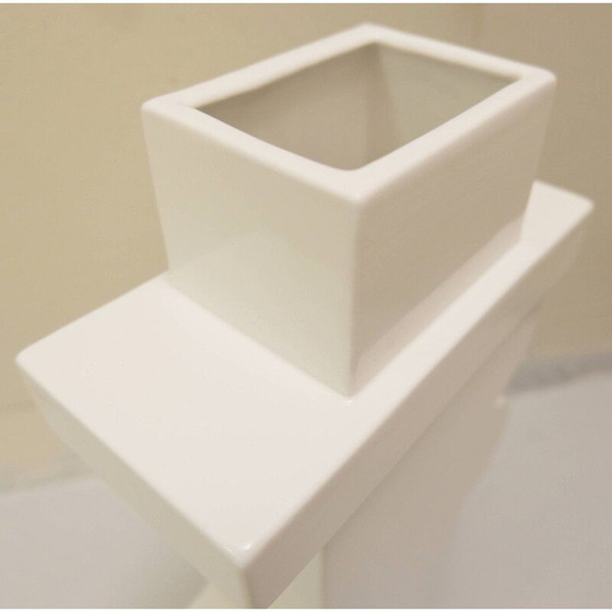 Image 1 of Vintage Memphis vase in white ceramic by Florio keramia, Italy