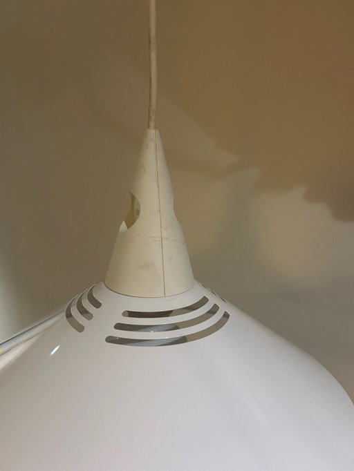 80's White Metal Space Age Hanging Lamp