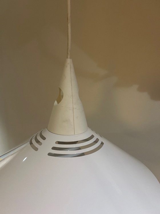 Image 1 of 80's White Metal Space Age Hanging Lamp