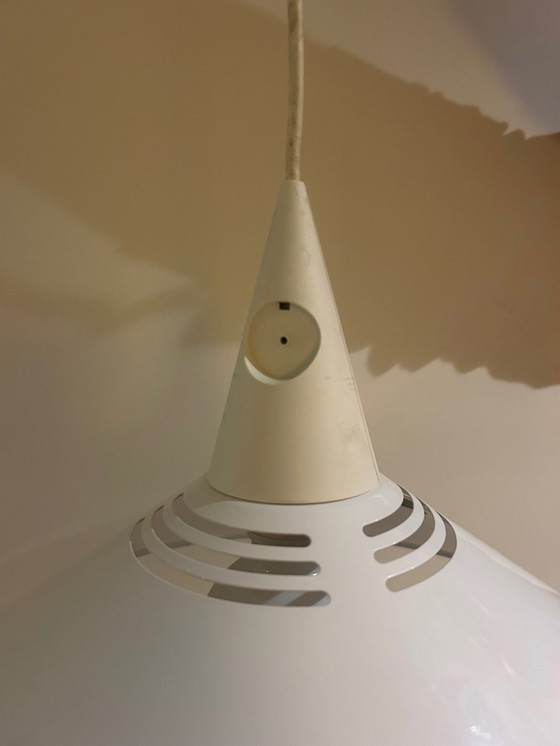 Image 1 of 80's White Metal Space Age Hanging Lamp